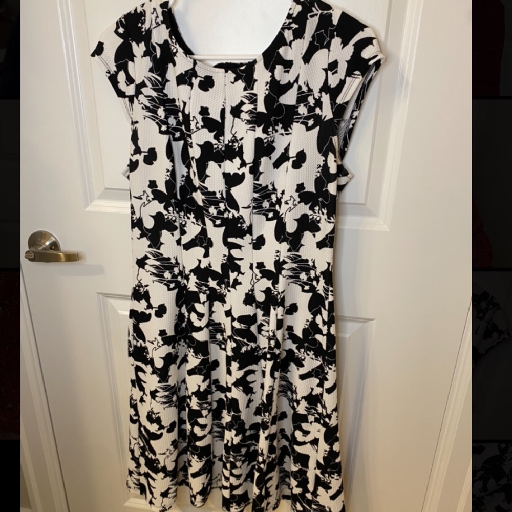 Black & White Floral A-Line Dress